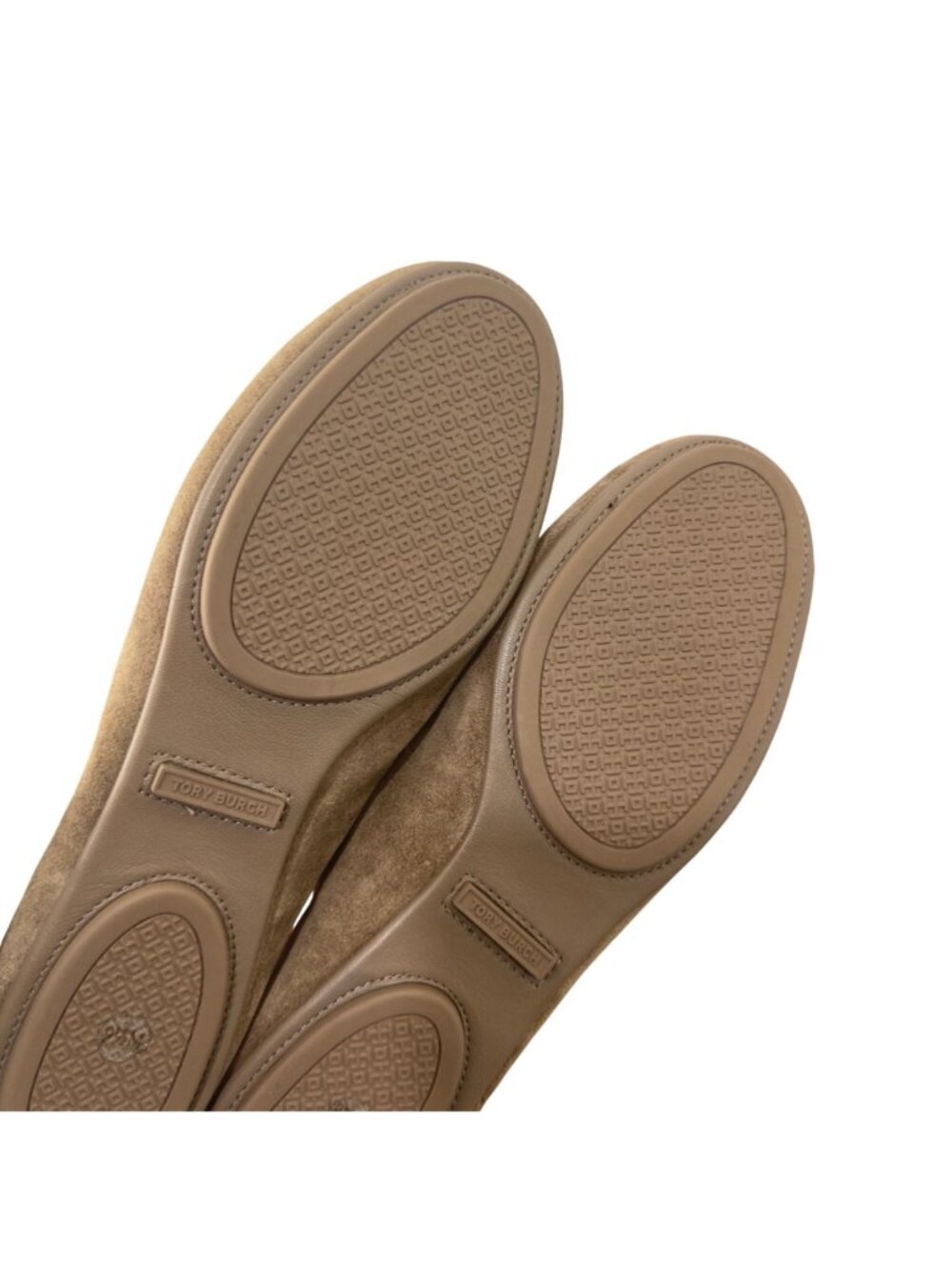 Tory Burch Minnie Travel Suede Ballet Flats Beige Logo Detail Women Size 9.5M - Picture 3 of 16